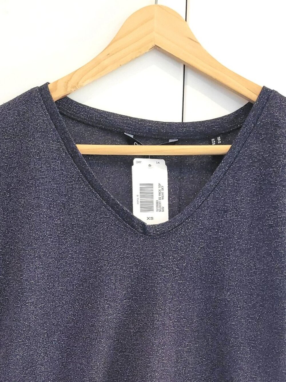 NWT Only ONLSilvery Lurex Top Navy Blue or "Night Sky" Style #15136069 Size S - Picture 3 of 9